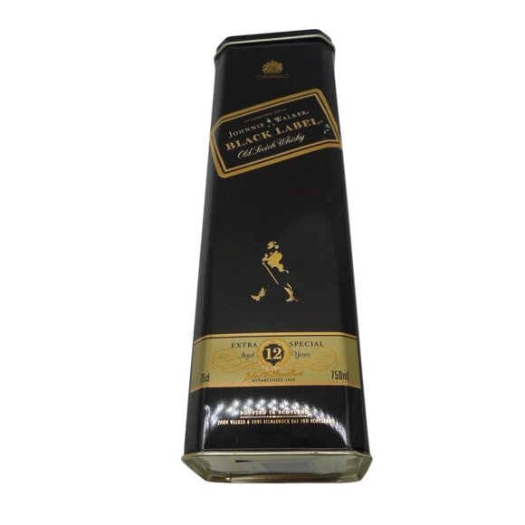 JOHNNIE WALKER Black Label 12-Year Whisky Tin Box Elegant Gold & Black - Picture 7 of 11